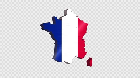France 3D Rotating Flag Map Alpha Channel Loop Stock Footage 336012351