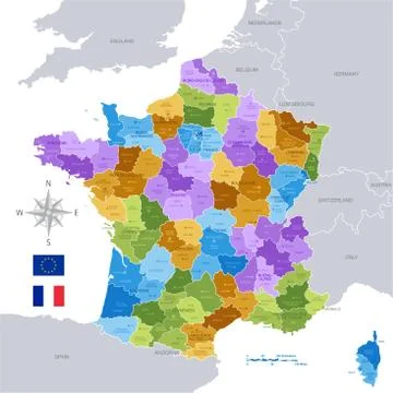 France Administrative Map Stock Illustration