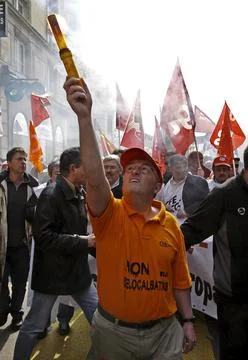 France Alcatel - lucent Workers Demonstrate in Paris - Mar 2007 Stock Photos