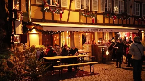 France, Alsace - December 24, 2024: Crowds of people at famous Strasbourg Stock-Footage 306742353