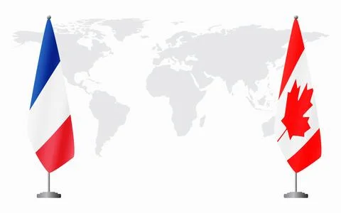 France and Canada flags for official meeting Illustrazione stock
