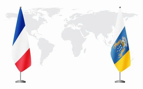 France and Canary Islands flags for official meeting 스톡 일러스트