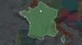 France and capital circled and zoomed. Administrative 4k or 4k+ Resolution