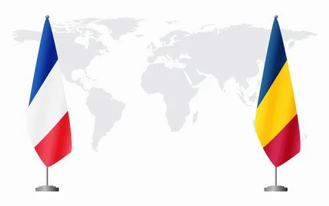 France and Chad flags for official meeting 스톡 일러스트