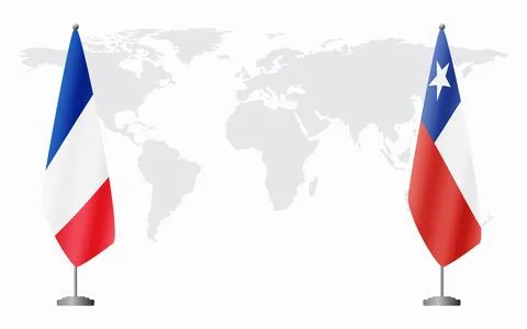 France and Chile flags for official meeting Illustrazione stock