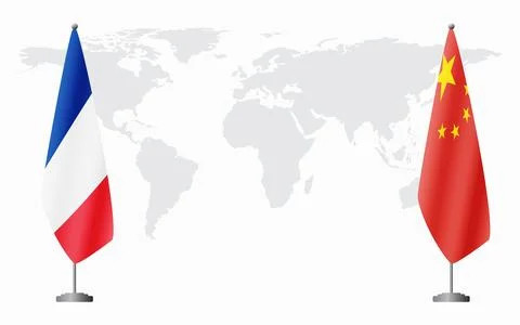 France and China flags for official meeting Stockillustratie