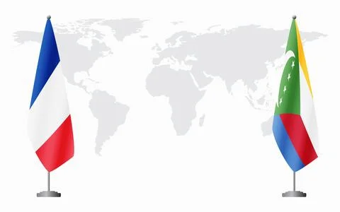 France and Comoros flags for official meeting Stockillustratie