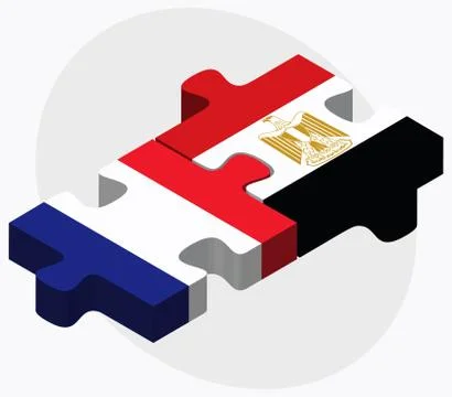 France and Egypt Flags Ilustração Stock