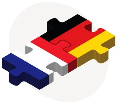 France and Germany Flags in puzzle Ilustração Stock