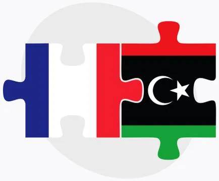 France and Libya Flags Ilustração Stock