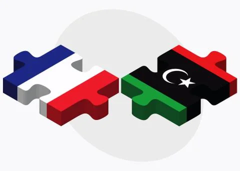 France and Libya Flags Illustrazione stock