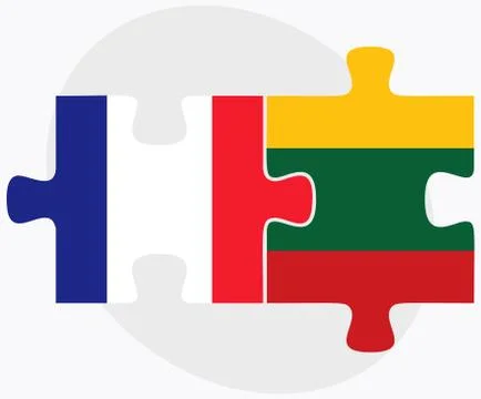 France and Lithuania Flags Stock Illustration