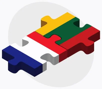 France and Lithuania Flags Stock Illustration