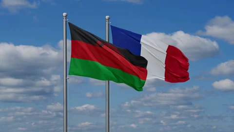 France and Malawi flags Video stock 287948226