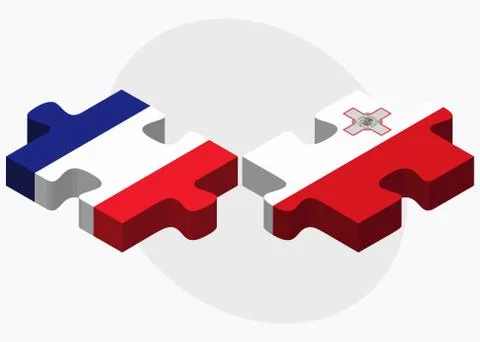 France and Malta Flags Stock Illustration