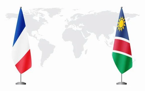 France and Namibia flags for official meeting Stockillustratie
