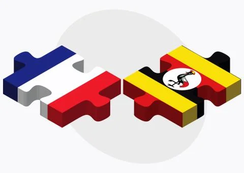 France and Uganda Flags Stock Illustration