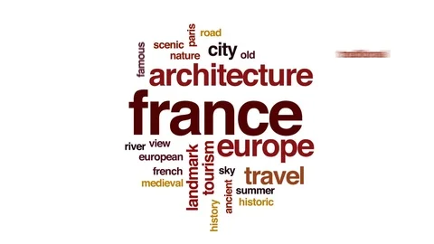 France animated word cloud, text design animation. Stock Footage 75432875
