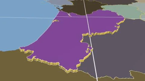 France - Aquitaine extruded on solid map Stock Illustration