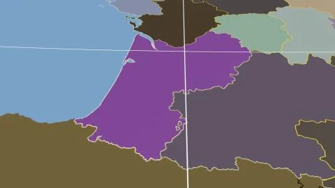 France - Aquitaine outlined on solid map Stock Illustration