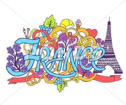 France Art Abstract Hand Lettering And Doodles Elements Background