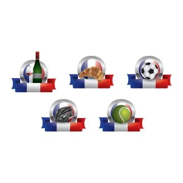 France Assorted Icon Set Stock Illustration