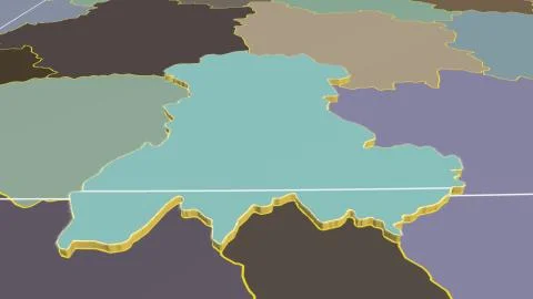 France - Auvergne extruded on solid map Stock Illustration