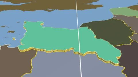 France - Basse-Normandie extruded on solid map Illustrazione stock