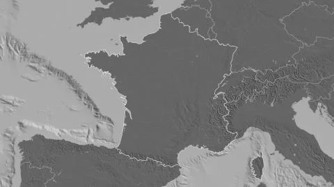 France. Bilevel elevation map with surface waters イラスト素材