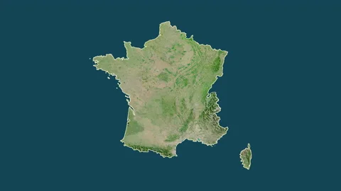France Border. Satellite Map Stock Footage 147094139