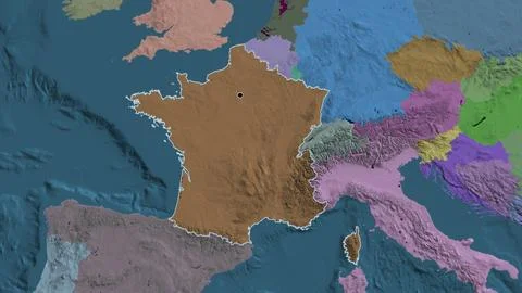 France border shape overlay. Outlined. Administrative. Stock-Illustration