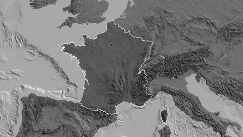 France border shape overlay. Outlined. Bilevel. Stock-Illustration