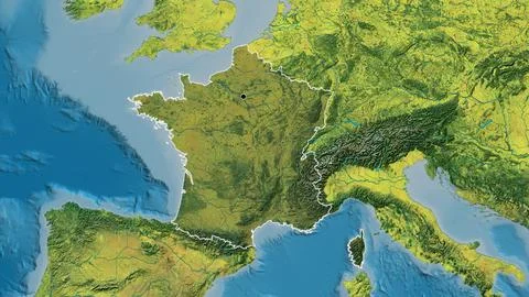 France border shape overlay. Outlined. Topographic. Stock-Illustration