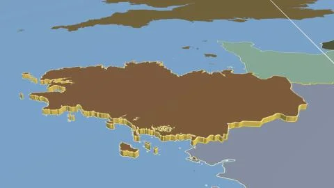 France - Bretagne extruded on solid map Illustrazione stock