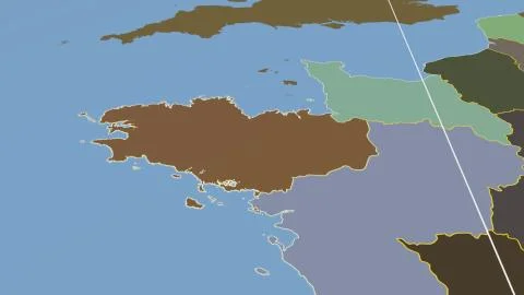 France - Bretagne outlined on solid map Illustrazione stock