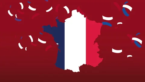 France celebration day with flag in map and confetti Stock Footage 154728951
