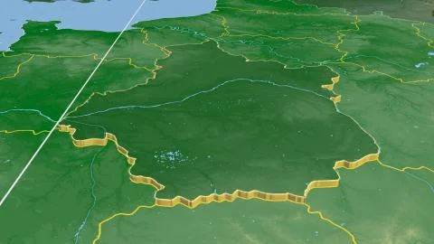 France - Centre extruded on physical map Stock Illustration
