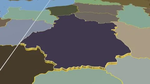 France - Centre extruded on solid map Stock Illustration