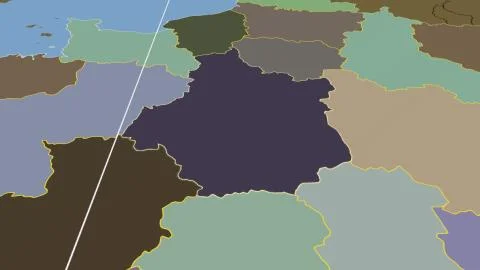 France - Centre outlined on solid map Illustrazione stock