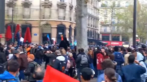 France: Clashes Erupt At Place De La Bastille During Pension Reform Protest... Stock Footage 238533548
