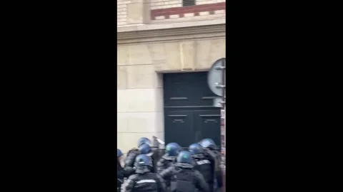 France: Clashes Erupt At Student Protest Against Presidential Runoff Candidates Stock Footage 182846307