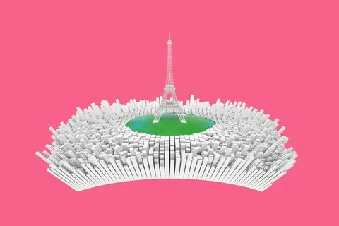 France Concept. Abstract Eiffel Tower in Center of Abstract Paris City with M 스톡 일러스트