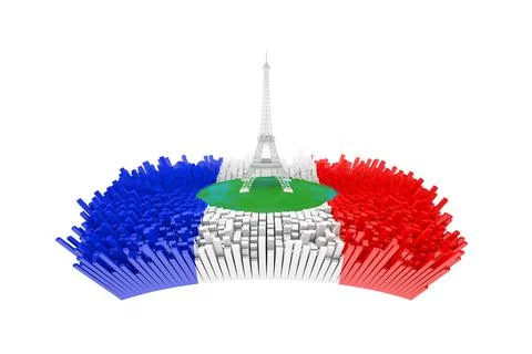 France Concept. Abstract Eiffel Tower in Center of Abstract Paris City with M Stock Illustration