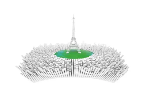 France Concept. Abstract Eiffel Tower in Center of Abstract Paris City with M Stock Illustration