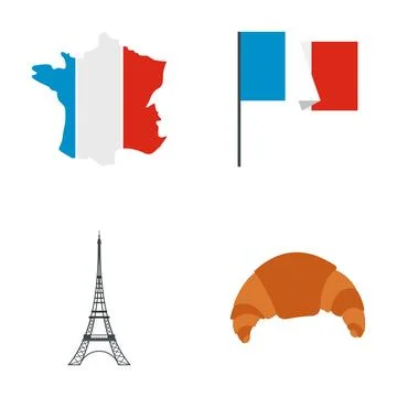 France concept featuring map flag eiffel tower and croissant 스톡 일러스트