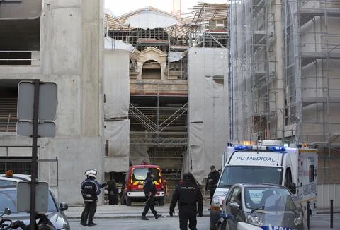 France Construction Site Collapse - Dec 2012 Stock Photos
