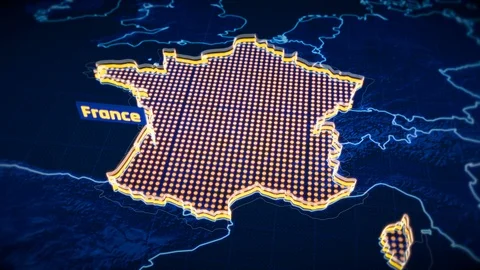 France country border 3D visualization, modern map outline, travel Stock Footage 93388520