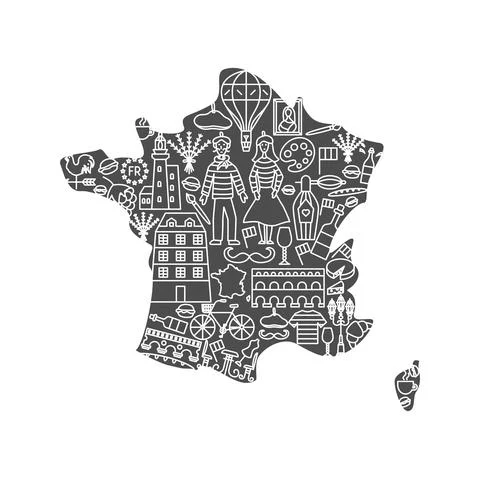 France Country Line Concept Illustrazione stock