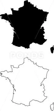 France Country Map. Black Silhouette and Outline Maps. EPS Vector file ...