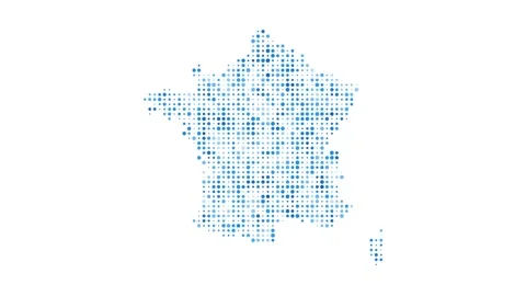 France dotted digital map. Map of France with pulsating colored circles. Shap... Stock Footage 231079191